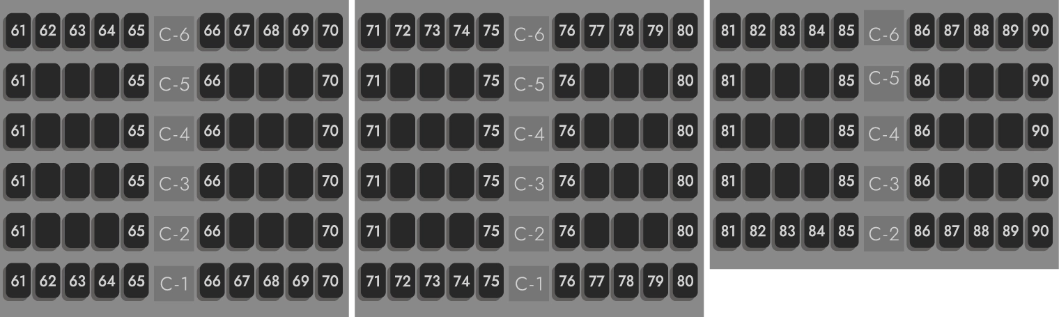 C 61 - 90の座席拡大図