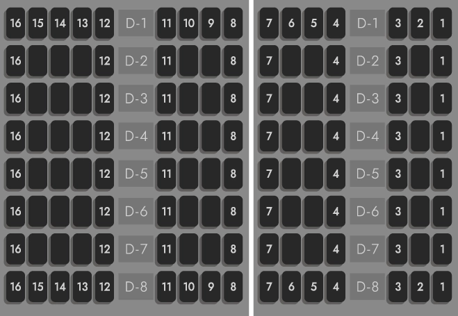 D 1 - 16の座席拡大図