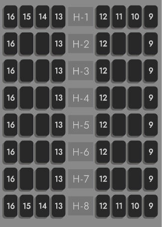 H 9 - 16の座席拡大図