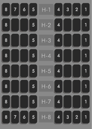 H 1 - 8の座席拡大図